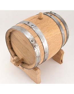 Oak Dispensing Barrel with Galvanized Steel Bands - Unfinished - 1 Gallon